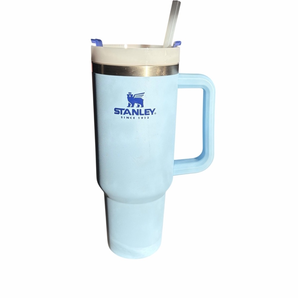 STANLEY QUENCHER H2.0 40 OZ BLUE TUMBLER W/ HANDLE & STRAW - Picture 2 of 10